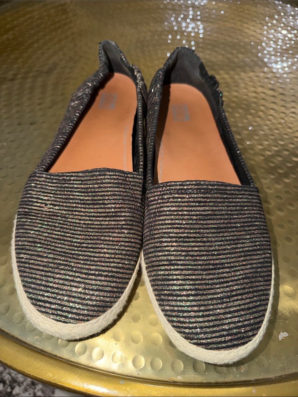 Fitflop Black Metallic Stripe Espadrille Flats
